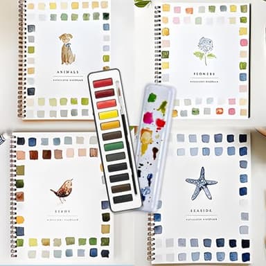 Watercolor Workbook,Beginner-Friendly Animals Watercolor Workbooks,Foldable Set,12 Colors W atercolor Paint Set with Paint Brush(Animals) - Image 7