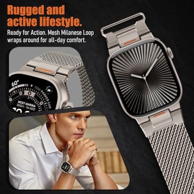 BXUXOHS Milanese Loop- Compatible with Apple Watch Ultra 3 2 1 Band for Men 49mm 46mm 45mm 44mm 42mm 41mm 40mm 38mm,Magnetic Mesh Metal Strap Wristband for iWatch SE 3/2 Series 11/10/9/8/7/6/5/4 Ultra - Image 3