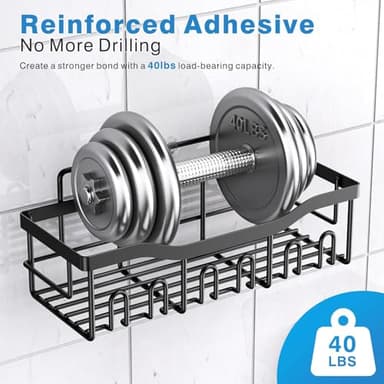 EUDELE 5-Pack Rustproof Stainless Steel Shower Caddy Set– No Drill Adhesive Bathroom Organizer, Space-Saving Shower Shelves for Apartment Essentials, Bathroom/Kitchen Storage Home Decor-L Size - Image 4