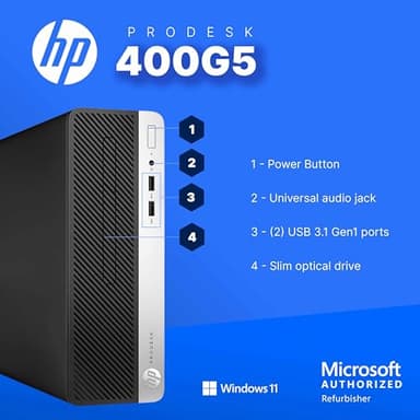 HP 400G5 ProDesk Desktop PC | Windows 11 Pro | Intel i5-8500 | 16GB RAM - 250GB NVME + 500GB SSD | 22" Monitor | RGB Speakers + Keyboard/Mouse | AX200 WiFi + BT | Home Office Computer (Renewed) - Image 2