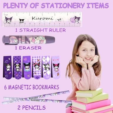 iseainno School Supplies Set Cute Stationery Gift Set Kawaii Back to School Including A5 NotebookPencil CasePens,Stickers,ID Badge holderRuler Eraser Perfect Easter Birthday Gifts for Kids - Image 7