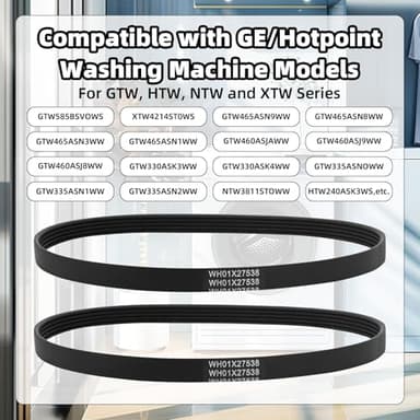 2pcs WH01X27538 Washer Drive Belt Replacement, Compatible with GE Washing Machines Replaces Parts AP6328256 PS12299369 4587903 290D1101P005 (Black) - Image 3