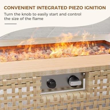 Grand patio 9-Piece Patio Furniture Set with 47" Fire Pit Table, Outdoor Conversation Set & 50,000 BTU 47 Inch Rectangle Propane Fire Pit & Storage Box with Water Resistant Thick Cushions, Cream - Image 3
