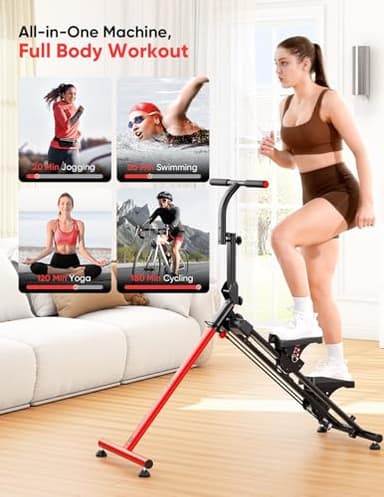 YOLEO Steppers for Exercise at Home,Adjustable Stair Stepper with 3 Workout Modes,Folding Cardio Stair Master with Adjustable Handlebar&Oversized Pedal,90% Pre-Assembled Stair Climber (Red-Black) - Image 2