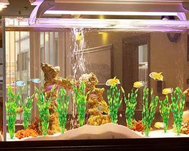 MyLifeUNIT Artificial Seaweed Water Plants for Aquarium, Plastic Fish Tank Plant Decorations 10 PCS (12 Inches Tall, Green) - Image 6