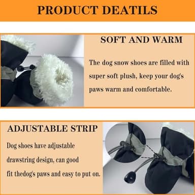 AWUXINE Dog Boots Dog Snow Boots for Winter, Dog Winter Boots Dogs with Anti-Slip Sole and Plush,Boots & Paw Protecto with Reflective Straps for Small Medium Dogs 4PCS - Image 3