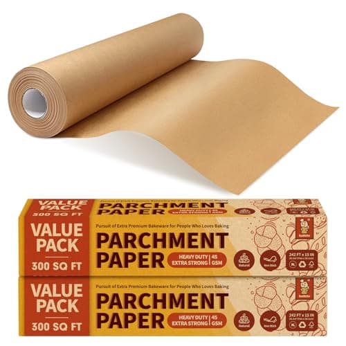 2 Value Pack 15in x 242ft, 300 Sq.Ft Unbleached Parchment Paper Roll for Baking, Katbite Parchment Baking Paper with Serrated Cutter, Non-stick Roll for Cooking, Air Fryer, Steaming, Bread - Image 1