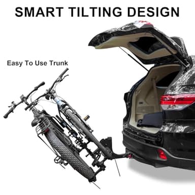 WEIZE 2 E Bike Rack Hitch Mounted, Wobble Free Smart Tilting Folding 2 Bicycle Electric Bike Racks with Lock, 2" Hitch Fits Up to 160 lbs Capacity with Up to 5.5" Fat Tires for Car, SUV, Trucks - Image 4
