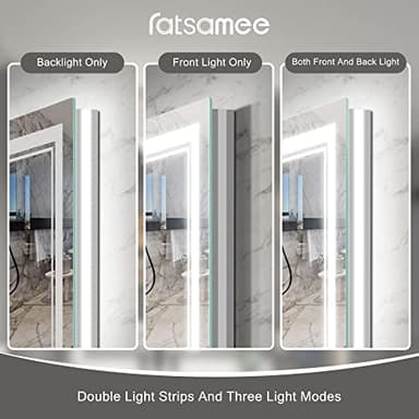 Ratsamee 40x32 Inch Led Mirror for Bathroom with Front Light and Backlit, Dimmable Anti Fog Wall Bathroom Mirror with Led Lights, Water Proof, Decor Vanity Mirror - Image 4