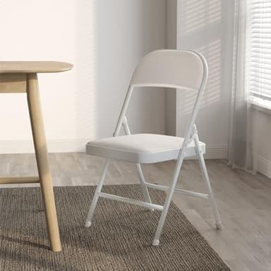 Nazhura 4 Pack Folding Chairs with Padded Cushion and Back, Khaki Metal Chairs with Comfortable Cushion and Durable Steel Frame for Home and Office, for Indoor and Outdoor Events (White, 4 Pack) - Image 6