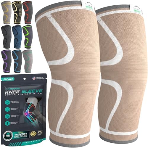 Modvel Compression Knee Brace for Women & Men - 2 Pack Knee Brace for Women Running Knee Pain, Knee Support Compression Sleeve, Workout Sports Knee Braces for Meniscus Tear ACL & Arthritis Pain Relief - Image 1