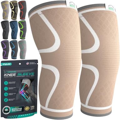 Modvel Compression Knee Brace for Women & Men - 2 Pack Knee Brace for Women Running Knee Pain, Knee Support Compression Sleeve, Workout Sports Knee Braces for Meniscus Tear ACL & Arthritis Pain Relief - Image 1
