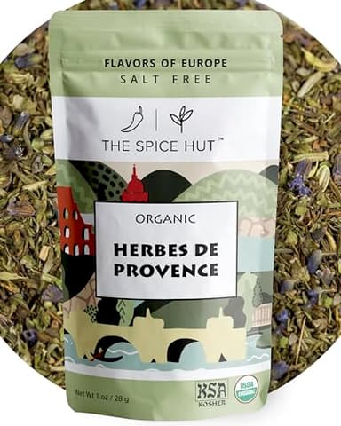 Spice Hut - Organic Herbes De Provence Seasoning Mix with Lavender, Salt Free, Authentic Provencal Blend- French Herbs de Provence Spice for Cooking Roasted Chicken, Vegetables, Soup / All-Natural, Kosher, Vegan, Gluten Free, Keto -No MSG- 1oz Pack - Image 1