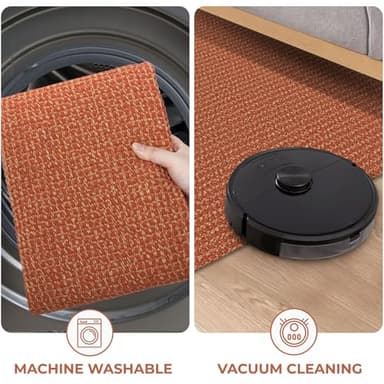 KOZYFLY Indoor Door Mat 2x3 ft Small Area Rugs Washable Front Door Mat Non Slip Rubber Backed Entryway Rug Cotton Entrance Doormat for Front Porch Bathroom Kitchen Bedroom, Orange/Tan - Image 7