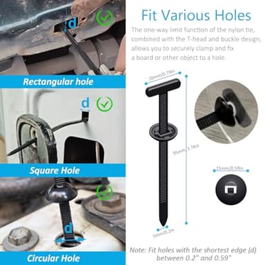 Upgrade Cable Tie Buckle Nylon Universal Heavy Duty Self Lock, Car Zipper Clip, Super Durable Button Zipper Retainer for Car Repair Office, Workshop and Shelves (50Pcs) - Image 8