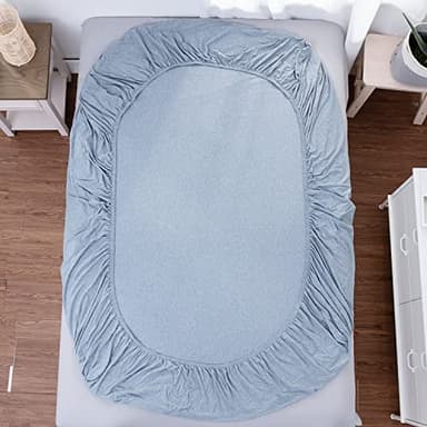 LIFETOWN 100% Jersey Knit Cotton Sheet, Extra Deep Pocket, 1 Fitted Sheet with 2 Pillowcases, Wrinkle-Free Ultra Soft (Heathered Greyish Blue, King) - Image 5