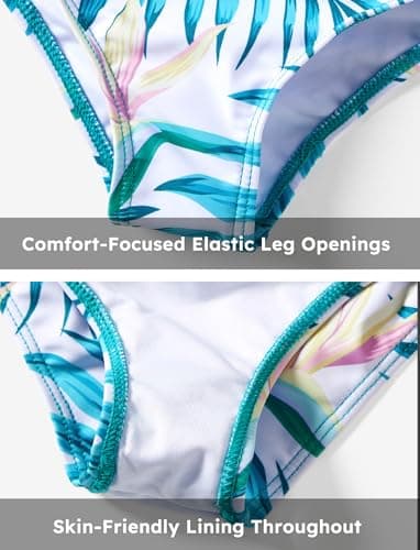 PATPAT Family Matching Swimsuits Cutout One Piece Spliced Monokinis Green Leaf Print Quick Dry Beach Wear Cute Bathing Suits for Toddler Girl 3-4 Years - Image 5