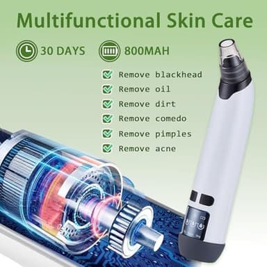 Blackhead Remover Pore Vacuum - Facial Pore Cleaner with 3 Adjustable Suction Levels, 4 Blackhead Removal Tools, Electric Acne Extractor Tool for Women & Men - Image 6