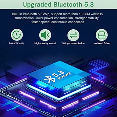 USB Bluetooth Adapter for PC - QGOO Bluetooth Dongle 5.3 EDR, Wireless Receiver for Desktop Computer Laptop 5.3-V35.646.05 Green05 - Image 3