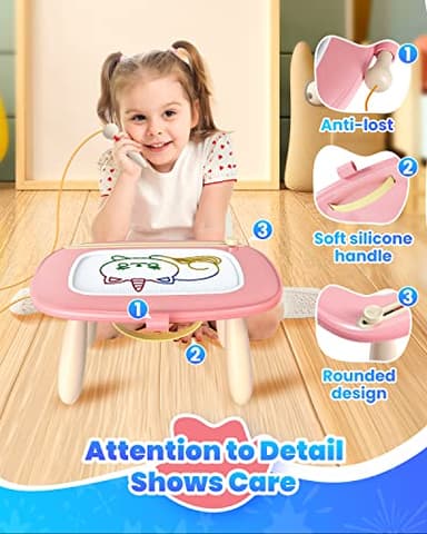 Seimome Magnetic Drawing Board, Toddler Girl Toys for 1-2 Year Old, Doodle Board Pad Learning and Educational Kids Toys for 1 2 3 Year Old Baby Girl Birthday Christmas GIF- Pink - Image 5