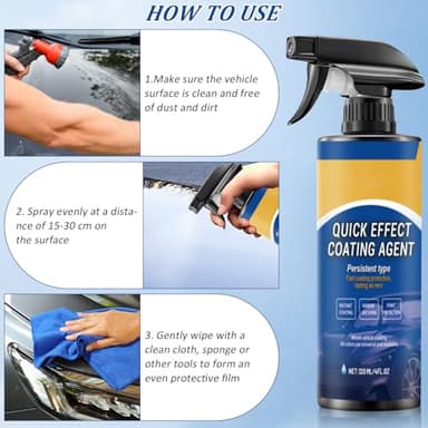 Diinou 2Pcs Advanced Car Quick-Acting Coating Agent Spray, Car Coating Spray, 2025 New Quick Effective Coating Spray,Car Scratch Wax Polish Spray Waterless Wash, Oil Film Emulsion Glass Cleaner - Image 4