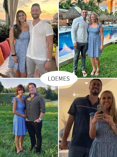 Loemes Graduation Dress Vacation Sundresses for Women Wedding Guest Baby Shower Beach Fashion Mini Dress S Floral Blue-2 - Image 2