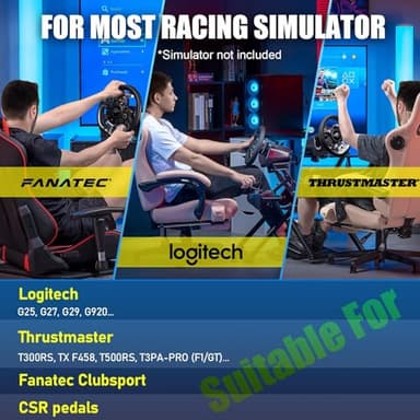 GTPLAYER Sim Racing Wheel Stand Simulator Cockpit Wheel Stand Racing Steering Shifter Mount fit for Logitech G25 G27 G29 G920 G923 Thrustmaster T330TS Gaming Stand Wheel Pedals NOT Included, Black - Image 2