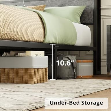 LIKIMIO California King Bed Frame with Storage Headboard, Platform Bed with Drawers and Charging Station, No Box Spring Needed, Easy Assembly, Charcoal Grey - Image 6