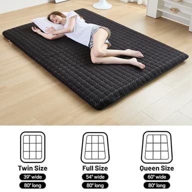 Zelladorra Japanese Floor Mattress Queen, Anti-Slip Japanese Futon Foldable Tatami Mat for Guests, Black - Image 4