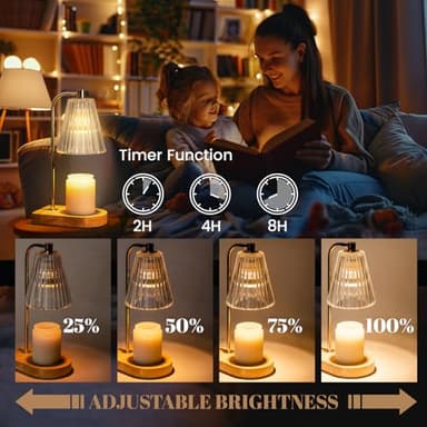 Marycele Candle Warmer Lamp with Timer Dimmer, Wax Melt Warmer with 2 Bulbs for Jar Candles, Graduation Birthday Gifts for Mom Women Sister Friend, Housewarming Gifts for New Home Room Office Decor - Image 4