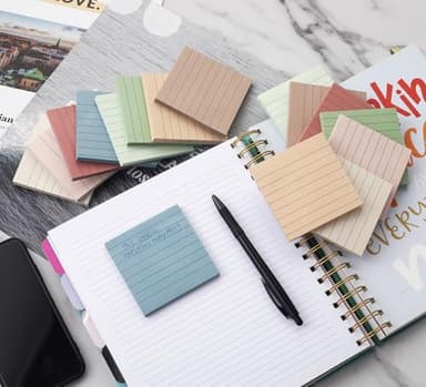 (16 Pack) Lined Sticky Notes 3x3 in Ruled Stickies Super Sticking Power Memo Pads Vintage Colors - Image 6