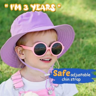 Baby Sun Hat Kids Summer UPF 50+ Toddler Bucket Hat Wide Brim Adjustable Beach Hats for Boys Girls Age 0-6 Years - Image 5