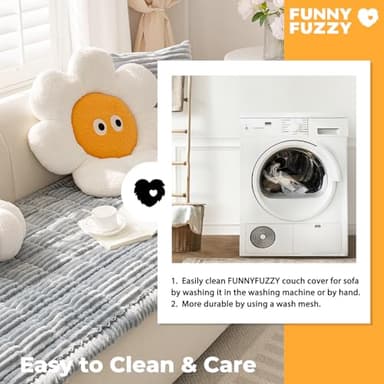 FUNNY FUZZY Pet Couch Covers for Sofa, Washable Dog Couch Cover Protector for Dogs, Flannel Couch Covers for Dogs Pet Friendly Pets Mat Bed Sofa Cover (Blue-Grey, 27.6"×59.1") - Image 6