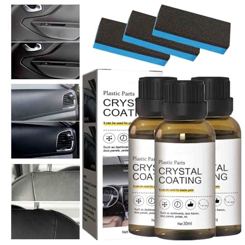 Crystal Coating for Car Plastic Parts, Plastic Restorer Refurbish Agent with Sponge, Automotive Exterior and Interior PlasticParts Scratch Remover, Car Ceramic Coating (3PCS) - Image 1