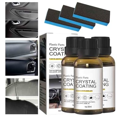 Crystal Coating for Car Plastic Parts, Plastic Restorer Refurbish Agent with Sponge, Automotive Exterior and Interior PlasticParts Scratch Remover, Car Ceramic Coating (3PCS) - Image 1