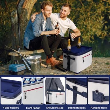 ADDIMOR 42 Can Collapsible Cooler Box, Versatile Insulated Leakproof Cooler Bag with Lids and 4 Cup Holder, Large Ice Chest for Beach Travel, Camping, Picnic - Image 5