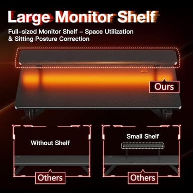 MOTPK 32 Inch Small Gaming Desk with LED Lights, Computer Desk Gaming Table with Monitor Shelf, Gamer Desk with Carbon Fiber Texture, Kids Boys Desk Gift for Men - Image 4