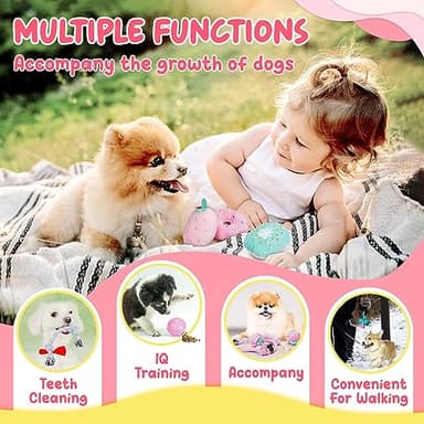 XIUGOAL Pink Puppy Toys for Boredom - 23 Pack Puppy Chew Toys for Teething, Interactive Dog Toys for Puppies, Cute Small Dog Toys with Treat Ball, Squeaky Dog Chew Toys and Ropes - Image 4