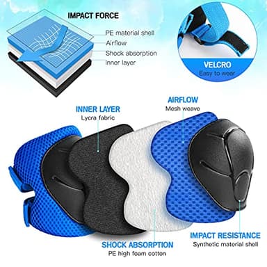 Kids Protective Gear Set Wemfg Knee Pads for Kids 3-8 Years Toddler Knee and Elbow Pads with Wrist Guards 3 in 1 for Skating Cycling Bike Rollerblading Scooter(Blue) - Image 3
