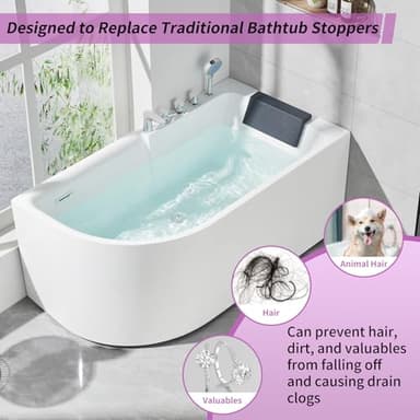 Bathtub Drain Stopper, 3-in-1 Pop-Up Bath Tub Stopper Plug with Hair Catcher, Innovative Separate Design for Easy Clean & Install, Universal for 1.42"-1.97" Hole, Heavy Duty All Brass - Image 6