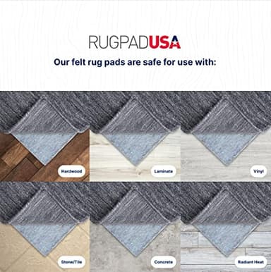RUGPADUSA - Basics - 9'x12' - 1/4" Thick - 100% Felt - Protective Cushioning Rug Pad - Safe for All Floors and Finishes Including Hardwoods - Image 4