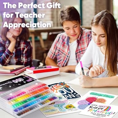 Soucolor Gifts for Women, Gift Baskets for Women Adult, 150 Colors Dual Tip Brush Markers for DIY Journal Kit Coloring Drawing Sketching, Sister Gifts Sets Box for Kids Teens Girls Gift - Image 7