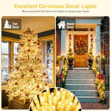 JMEXSUSS 200 LED Christmas Lights Indoor Outdoor, Connectable Warm White Christmas Tree Lights Clear Wire, 66 Ft Twinkle Fairy String Light Plug in for Bedroom Wedding Xmas Tree Decorations - Image 3