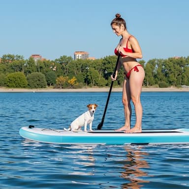 Sweetcrispy Inflatable Stand Up Paddle Board with Premium SUP Paddleboard Accessories,2-in-1 Paddle,Wide Stable Design,Non-Slip Comfort Deck for Adults & Youth of All Skill Levels,Blue - Image 2