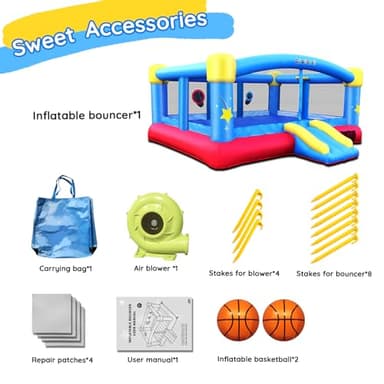 Causeair Big Inflatable Bounce House for Party Fun,15ft x 14.8ft,Double Basketball Hoop,Throw Ball Game,Reinforced PVC Bounce Floor,Jumping Bouncy Castle Holds 6 Kids - Image 6