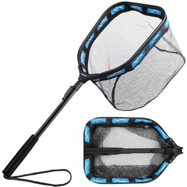 PLUSINNO Floating Fishing Net for Steelhead, Salmon, Fly, Kayak, Catfish, Bass, Trout Fishing, Rubber Coated Landing Net for Easy Catch & Release, Compact & Foldable for Easy Transportation & Storage - Image 1