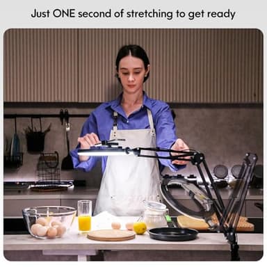 Overhead Camera Mount with Ring Light Phone Holder,10" LED Ring Light for Desk with Stand and Remote for iPhone,Phone Tripod with Light for Video Recording TikTok Live Stream Cooking Kitchen Vlogging - Image 2