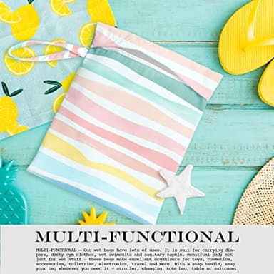 zcyxuuw Wet Bag, Wet Dry Bag, Wet Bag for Swimsuit, Travel, Beach, Pool, Diapers, Dirty Yoga Gym Clothes, Makeup Bag, Waterproof Reusable Beach Bag Ocean Decor Starfish Sea Horse Anchor - Image 4