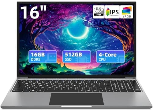 jumper Laptop 16 Inch, 16GB RAM 512GB SSD, FHD 1920x1200 Display(16:10), Laptop Computer with Quad Core N CPU, 38WH Battery, Cooling System, Numeric Keyboard, 4 Speakers, Business Student Laptops. - Image 1