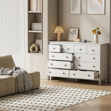 10 Drawer Dresser, 55" Modern White Dressers and Chests of Drawers, 10 Drawer Wide Dressers for Bedroom - Image 6